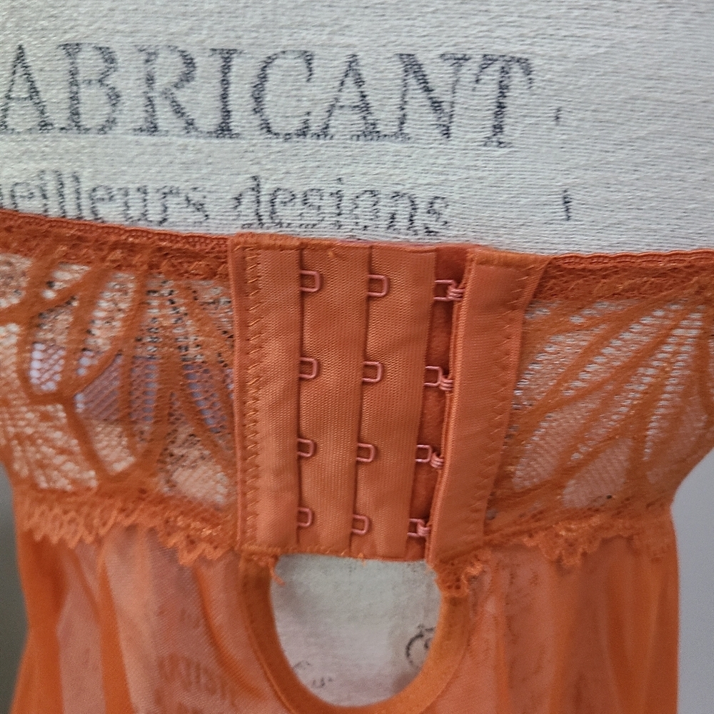 NWT Daisy Fuentes Elegant Orange Lace Babydoll Sz.XL - Picture 5 of 15